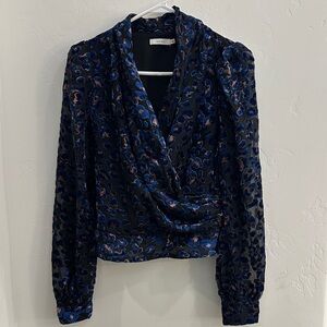 Blue Leopard Print Blouse